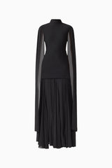 Odelia Cape Sleeve Gown in Black
