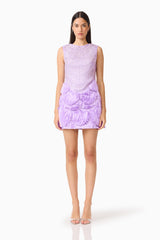 Cerise Embellished Mini Dress in Purple