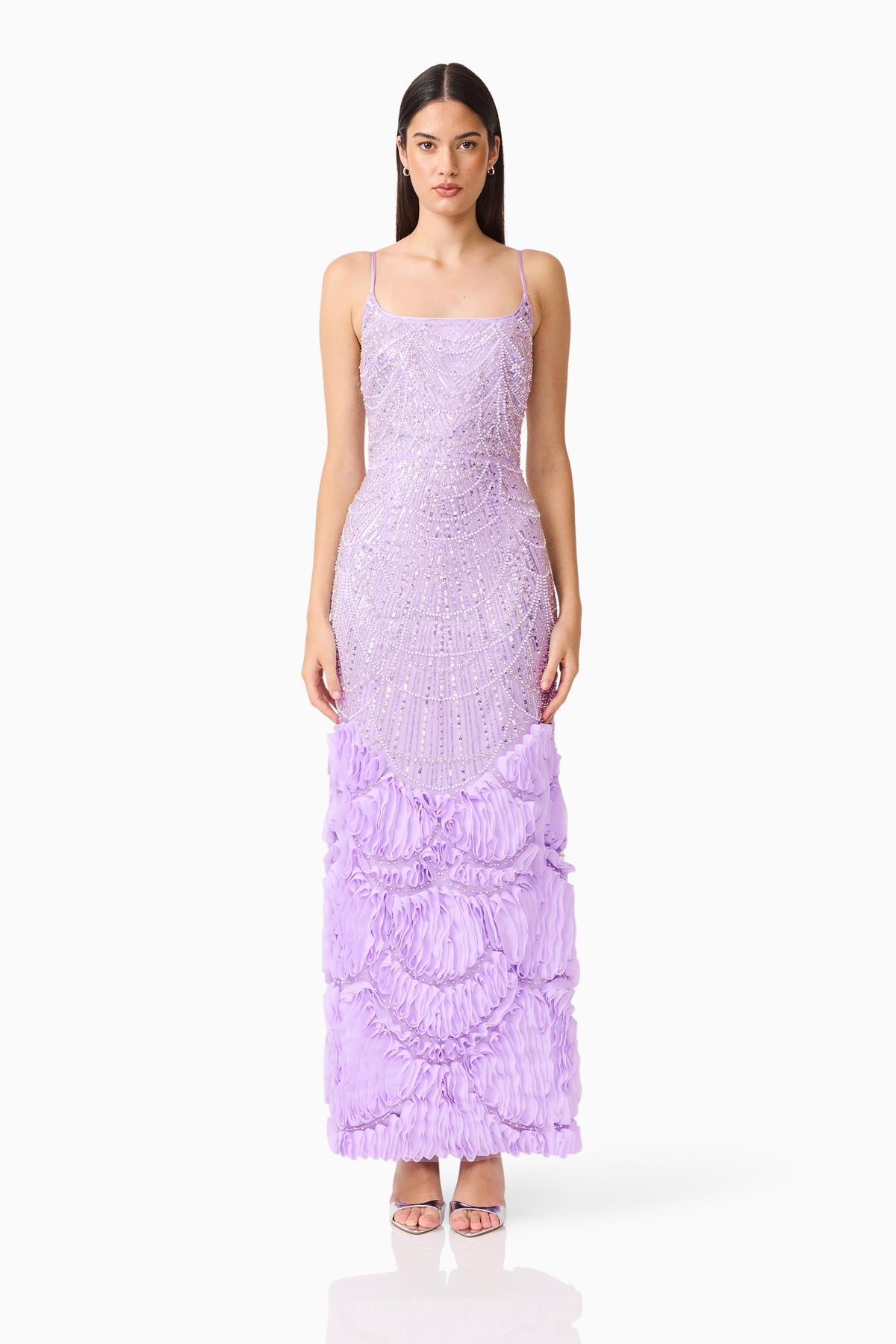 Cerise Embellished Gown in Purple