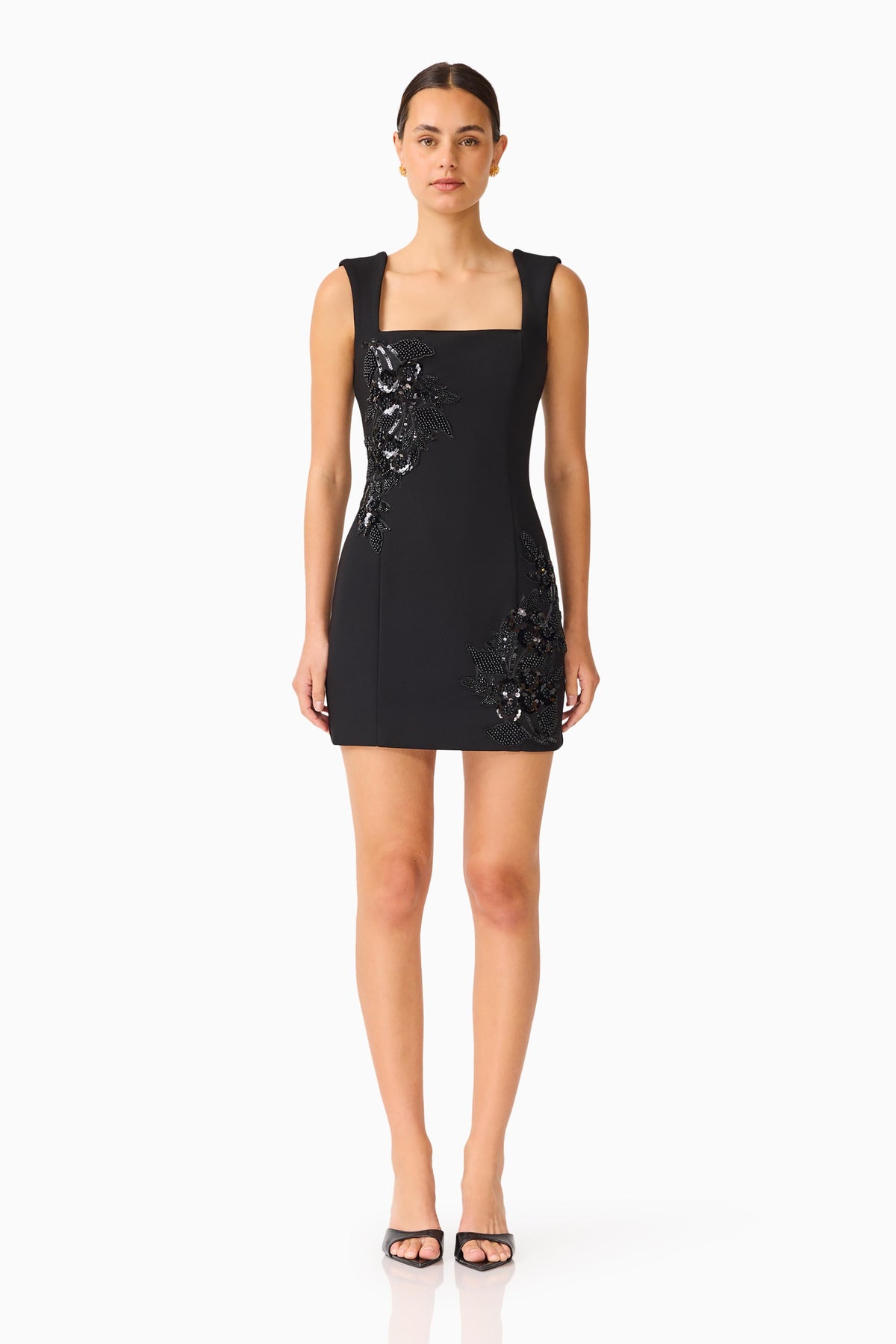 Odelia Beaded Mini Dress in Black