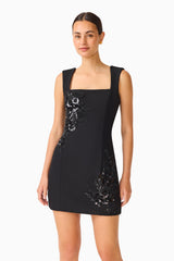 Odelia Beaded Mini Dress in Black