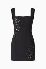 Odelia Beaded Mini Dress in Black