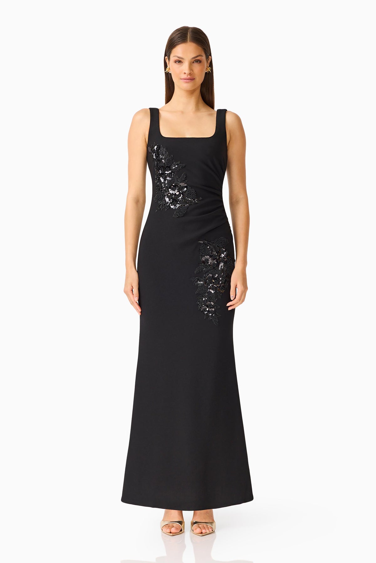 Odelia Beaded Maxi Dress in Black
