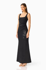 Odelia Beaded Maxi Dress in Black