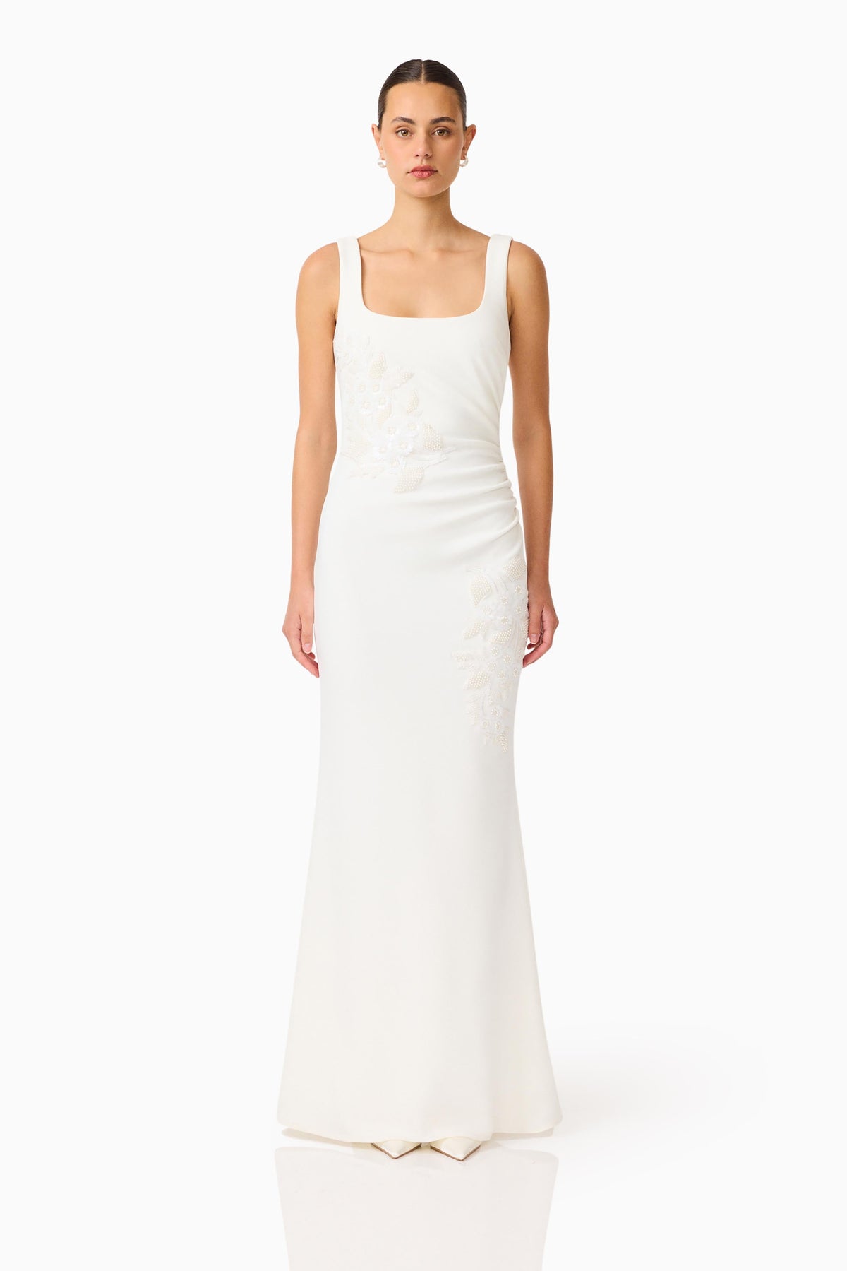 Odelia Beaded Maxi Dress in White