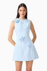 Reina Applique Mini Dress Dress Sky Blue