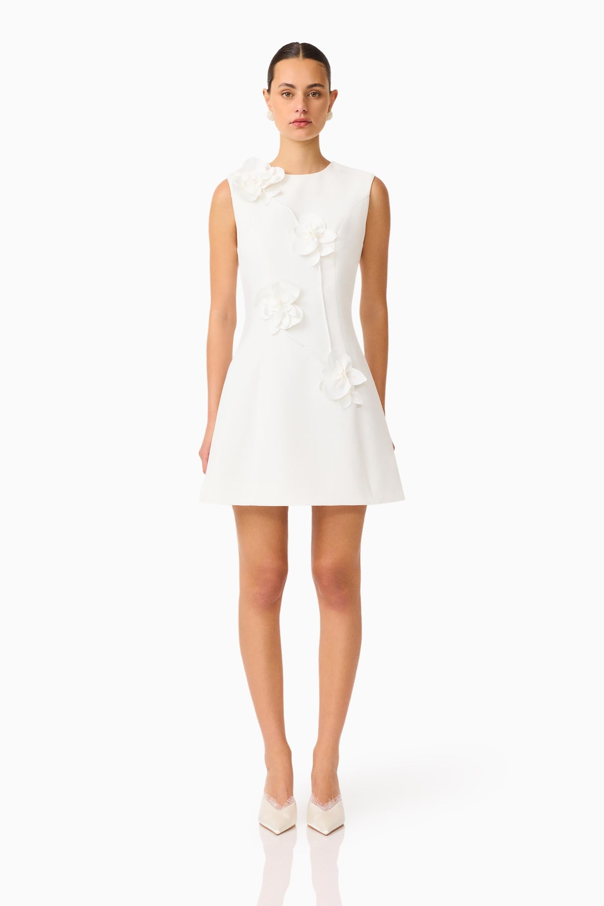 Reina Applique Mini Dress Dress White