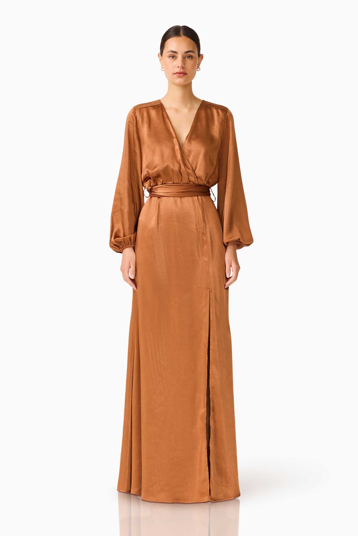 Kai Long Sleeve Maxi Dress in Toffee Brown