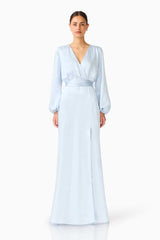Kai Long Sleeve Maxi Dress in Pale Blue