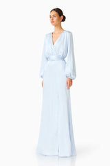Kai Long Sleeve Maxi Dress in Pale Blue