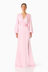 Kai Long Sleeve Maxi Dress in Pale Pink