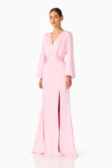 Kai Long Sleeve Maxi Dress in Pale Pink