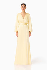 Kai Long Sleeve Maxi Dress in Butter Yellow