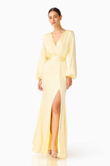 Kai Long Sleeve Maxi Dress in Butter Yellow