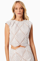 Harper Sequin Two Piece Set In White