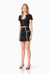 Ellouise Embellished Tweed Set in Black