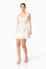 Margot Floral Mini Dress in White