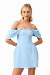 Fiona Off The Shoulder Mini Dress in Blue