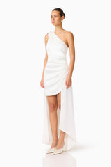 Erielle Asymmetrical Gown in White