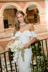Espera Off Shoulder Midi Dress in White