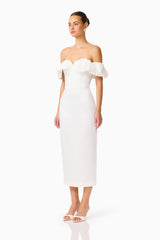 Espera Off Shoulder Midi Dress in White