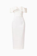 Espera Off Shoulder Midi Dress in White
