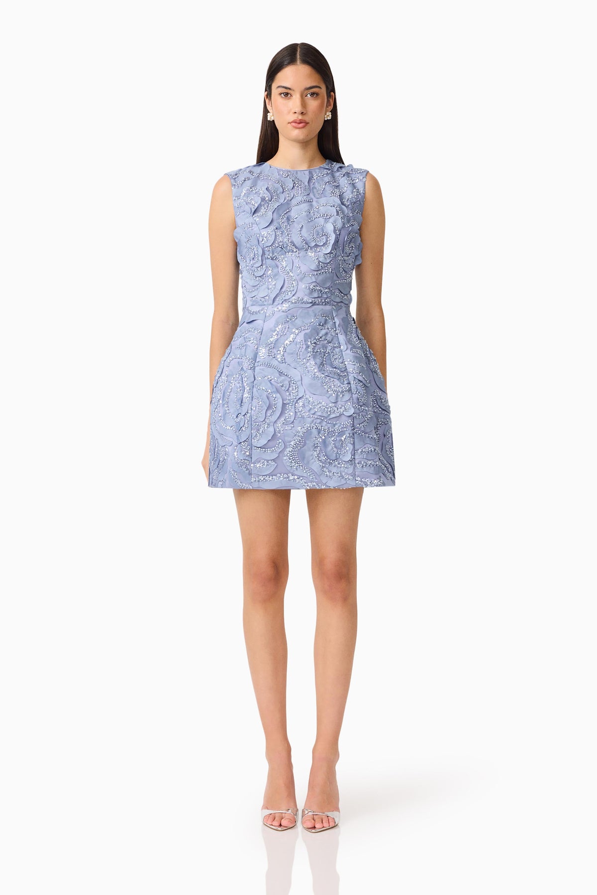Elisa Tulip Mini Dress in Steel Blue