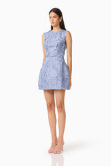 Elisa Tulip Mini Dress in Steel Blue