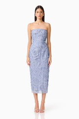 Elisa Column Midi Dress in Steel Blue