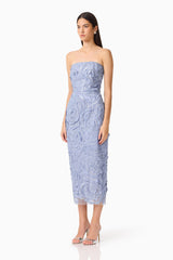 Elisa Column Midi Dress in Steel Blue
