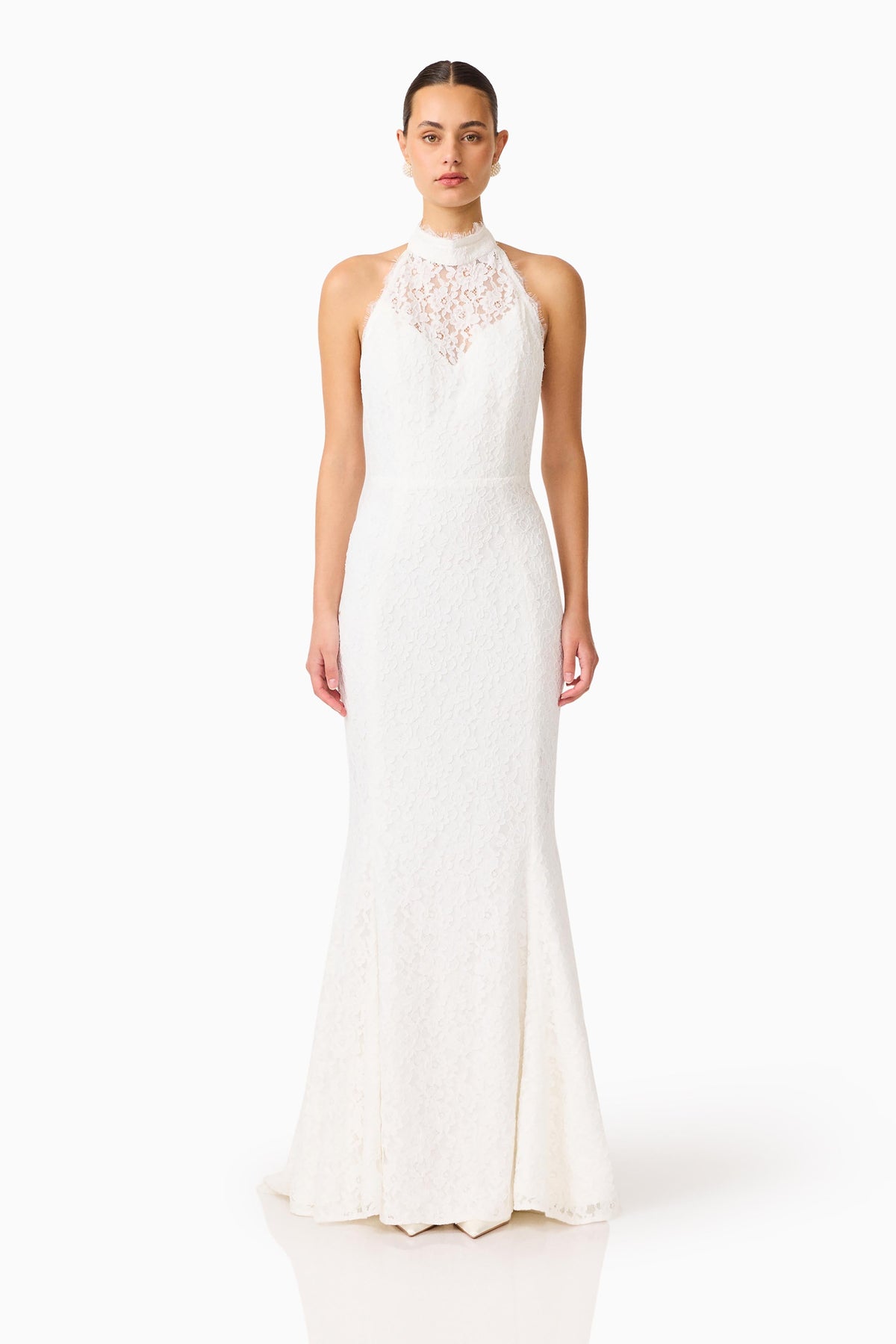 Clarisse Halter Neck Gown in White