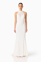 Clarisse Halter Neck Gown in White