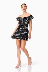 Melissa Tiered Mini Dress in Black