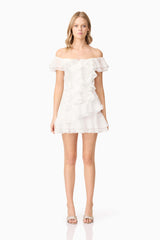Melissa Tiered Mini Dress in White