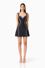 Natasia Embellished Mini Dress in Black