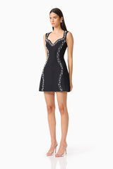 Natasia Embellished Mini Dress in Black