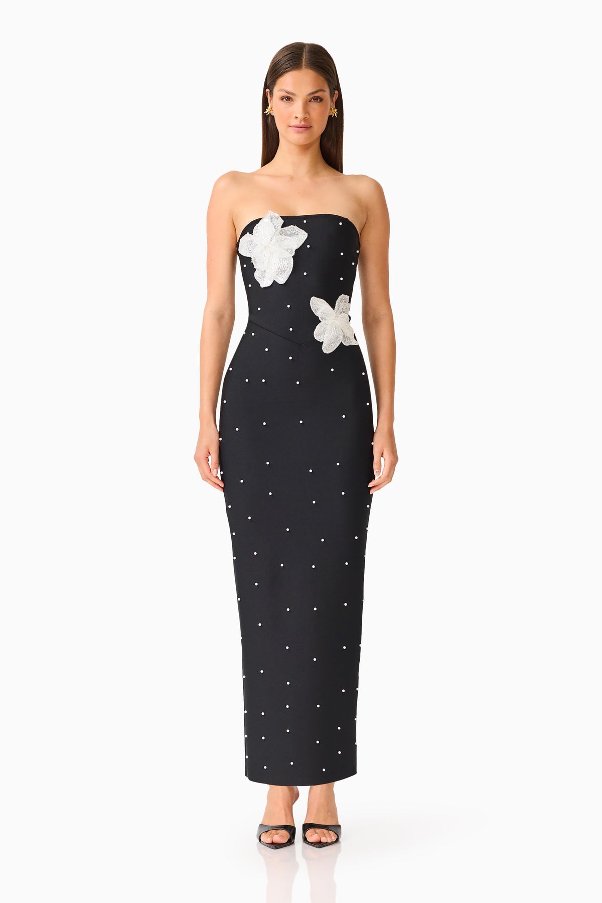 Natasia Embellished Maxi Dress in Black