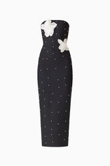 Natasia Embellished Maxi Dress in Black