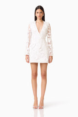 Lorina Long Sleeve Mini Dress in White