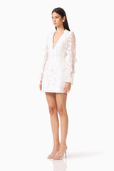 Lorina Long Sleeve Mini Dress in White