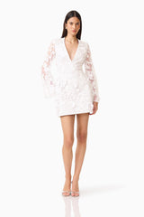 Lorina Long Sleeve Mini Dress in White