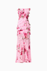 Eleanora Ruffle Gown in Pink Floral