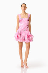 Eleanora Drop Waist Mini in Pink Floral