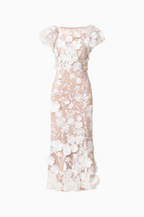 Astraea 3D Lace Maxi Dress In White
