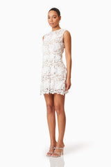 Daffodil Lace Mini Dress In White