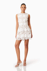 Daffodil Lace Mini Dress In White
