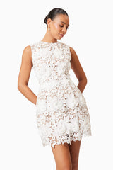 Daffodil Lace Mini Dress In White