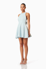 Geranium Mini Bow Dress In Blue