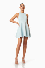 Geranium Mini Bow Dress In Blue