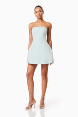 Geranium Strapless Party Dress In Blue